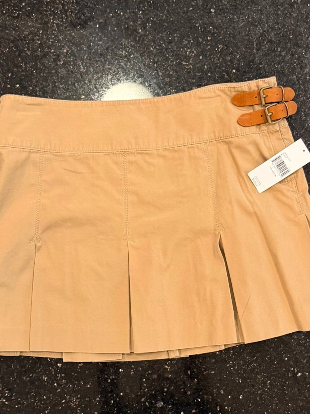 Vintage Y2K Ralph Lauren Khaki Pleated Mini Skirt Size 8 NWT